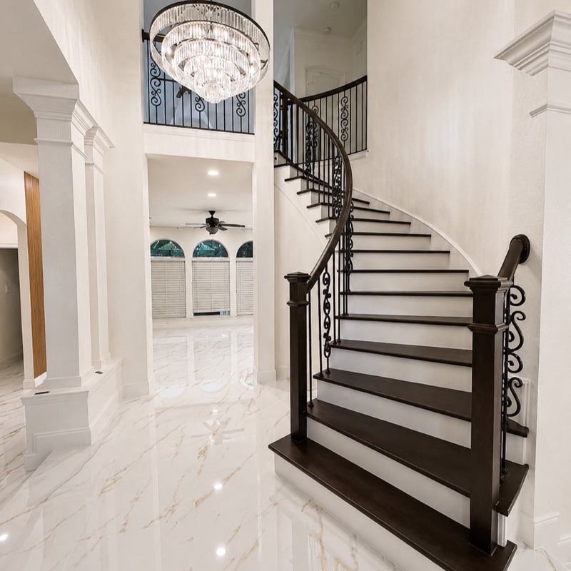Interior remodeling with fireplace feature wall